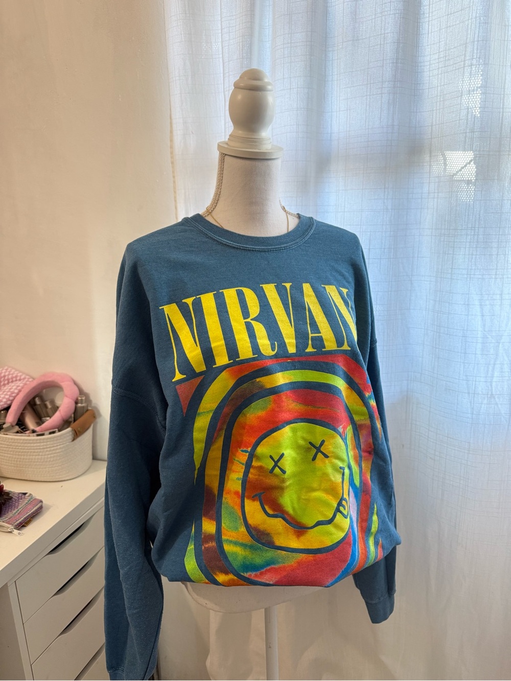 Nirvana Graphic Crewneck Sweatshirt - Blue